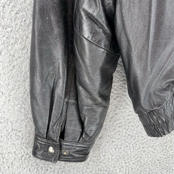 Vintage CITY STREETS Leather Jacket Mens XL Black Full Zip Deep Button Pockets - Picture 11 of 13